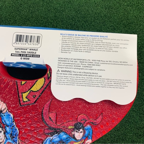 WOW World Of Watersports Superman DC Comics Whale Tail Pool Float Saddle Seat - Picture 5 of 5